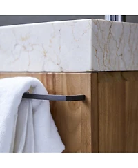 Tikamoon Stelle Teak and Marble Wall-Mounted Vanity Cabinet