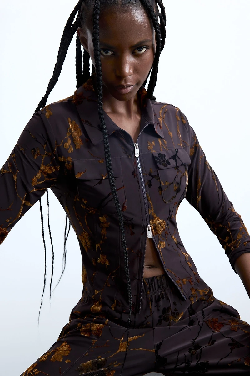 Desigual Women's Flocked Zipper T-shirt