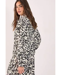 Nasty Gal Women's Denim Animal Print Biker Jacket