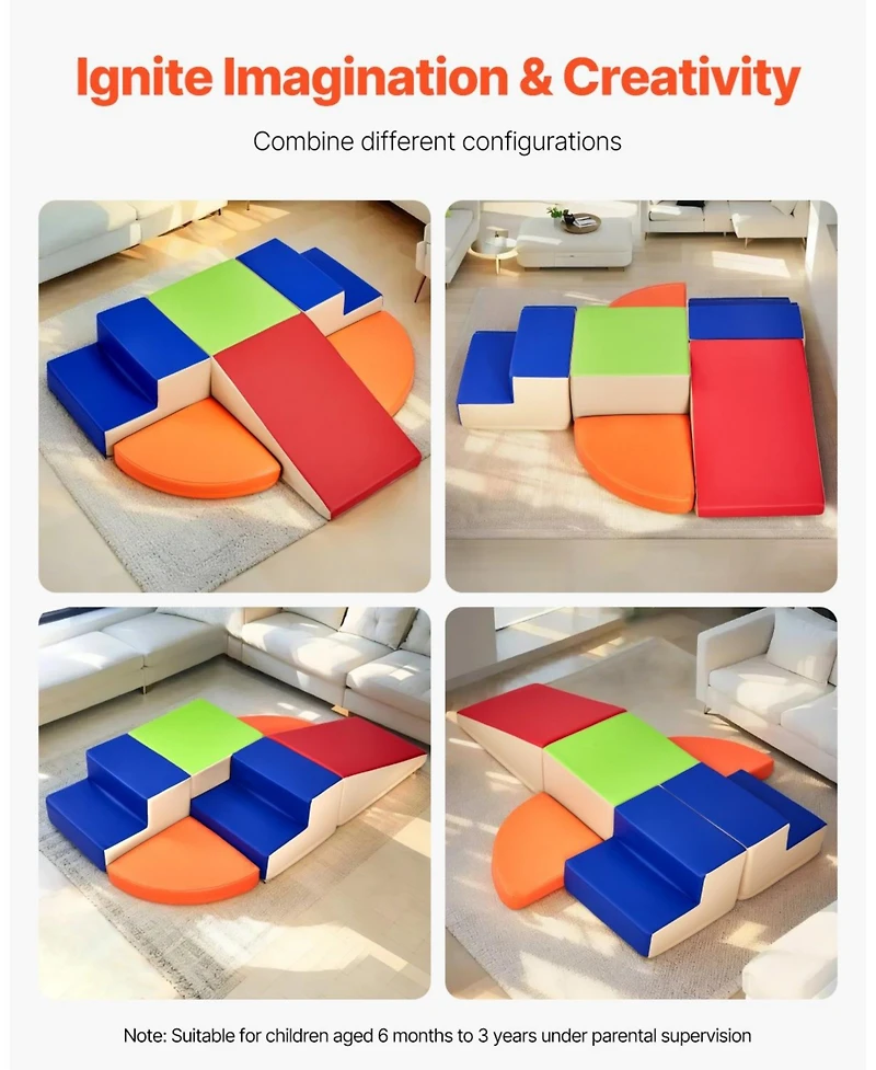 Hongge Foam Climbing Blocks Set for Kids Soft Play Indoor Activity Gym with Adjustable Shapes