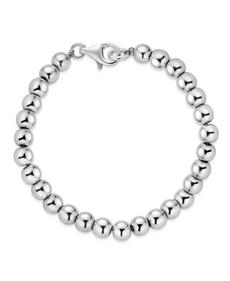 Bling Jewelry 6MM Bead Ball Strand Bracelet in .925 Sterling Silver