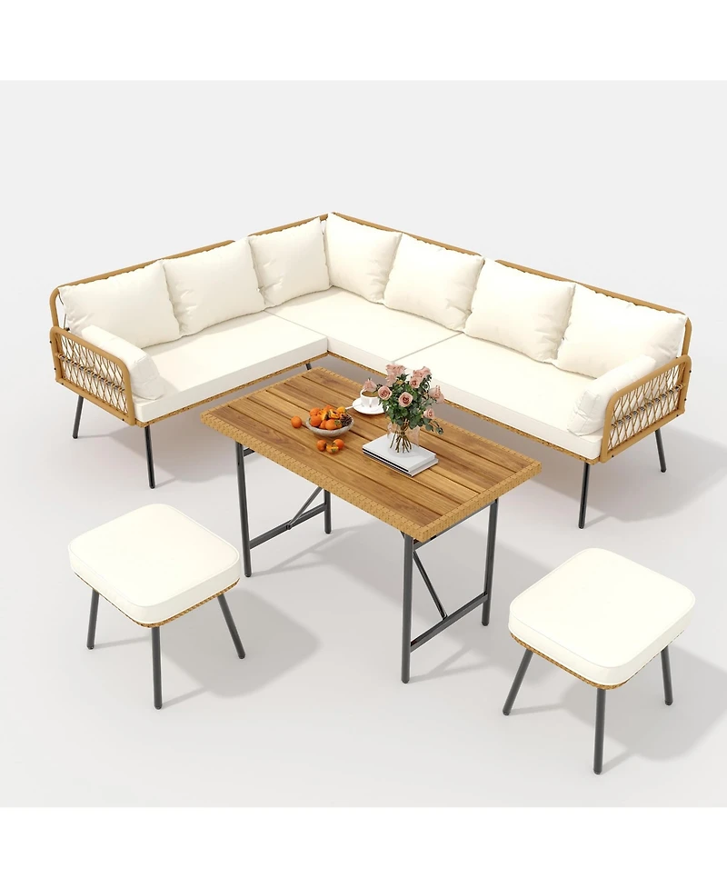 gaomon 6 Pieces Outdoor Wicker Patio Conversation Bistro Set