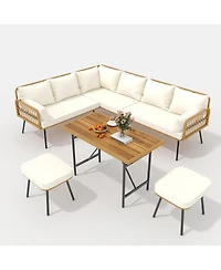 gaomon 6 Pieces Outdoor Wicker Patio Conversation Bistro Set