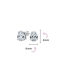 Bling Jewelry Set of 2 Pear Shape Cz Stud Earrings Teardrop Solitaire Gold Sterling Silver 6MM