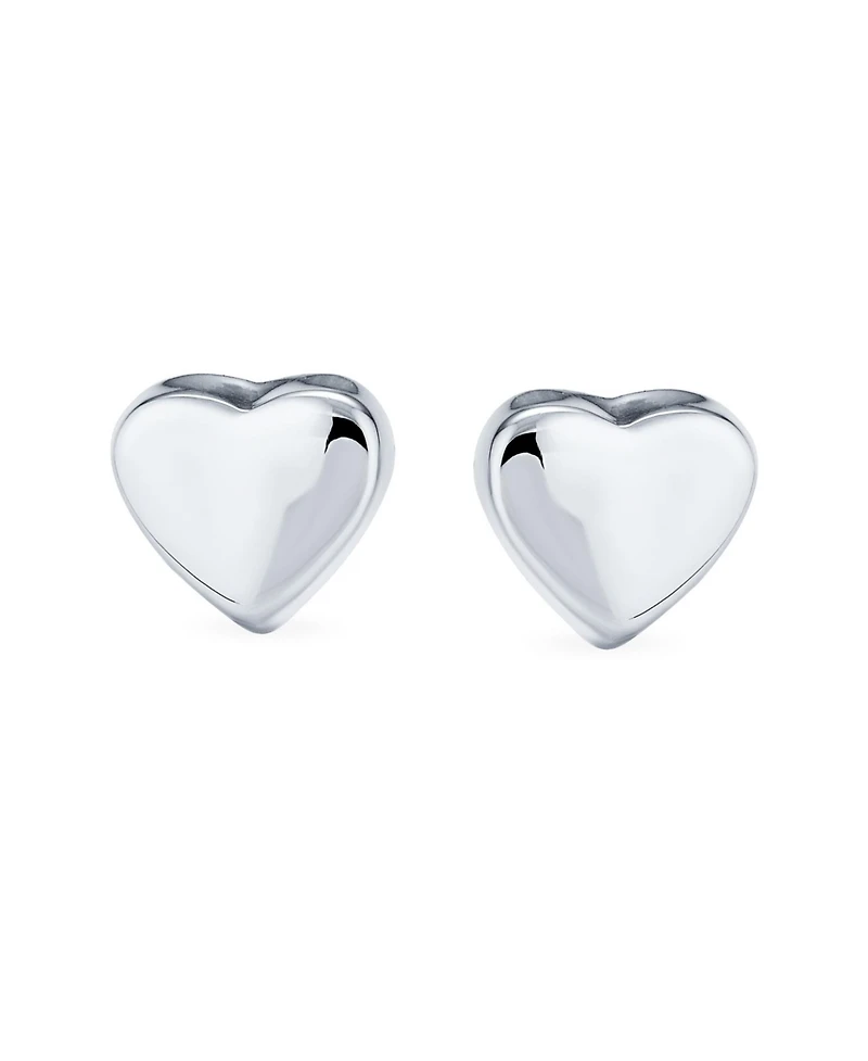 Bling Jewelry Simple Heart Shaped Stud Earrings Sterling Silver