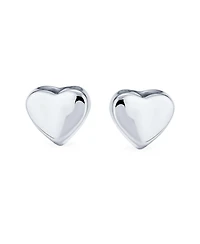 Bling Jewelry Simple Heart Shaped Stud Earrings Sterling Silver