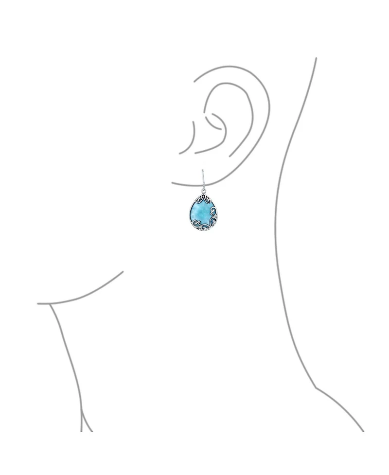Bling Jewelry Blue Larimar Teardrop Dangle Earrings in Sterling Silver