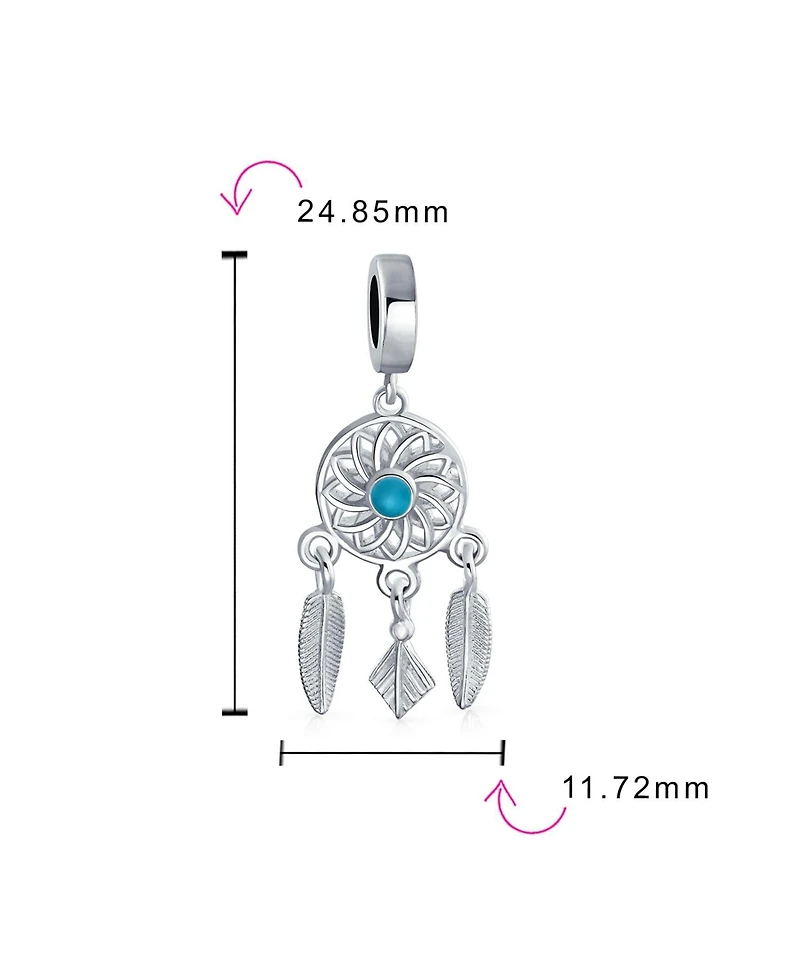 Bling Jewelry Native American Dream Catcher Feather Dangle Charm Bead Silver For Bracelet
