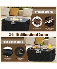 Slickblue 2-Piece Outdoor Rattan Fire Table with 32" Gas Firepit