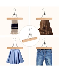 BP4U 12" Wood Clamp Hangers with Felt Lining, Non-Slip Wooden Pants/Skirts Hangers for Trousers, Jeans, Shorts, and Delicate Fabrics