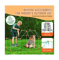 Slickblue 140PCS Glow Fort Building Kit for Kids Stem Construction Set