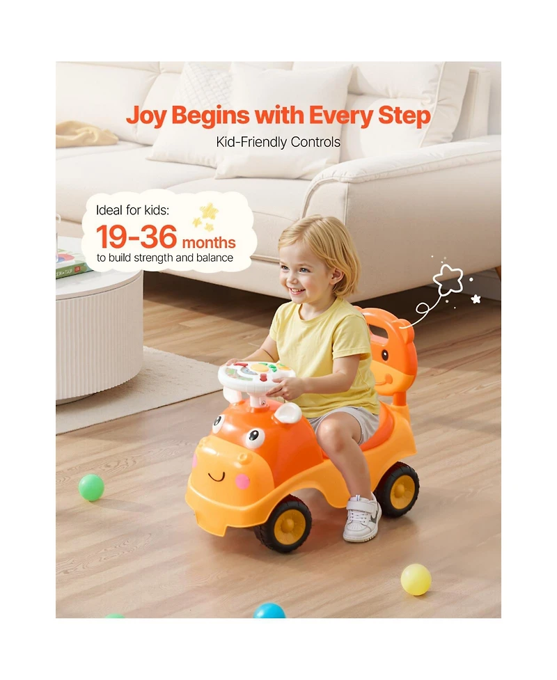 Slickblue Ride On Toddler Push Car, Push Car for Toddler 19 to 36 Months, Kids Ride On Toy with Horn & Music