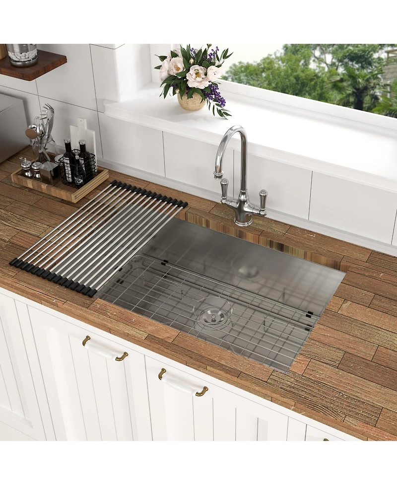 flynama 33x19x9inch Undermount Kitchen Sink Stainless Steel Single Bowl 16 Gauge Deep Basin