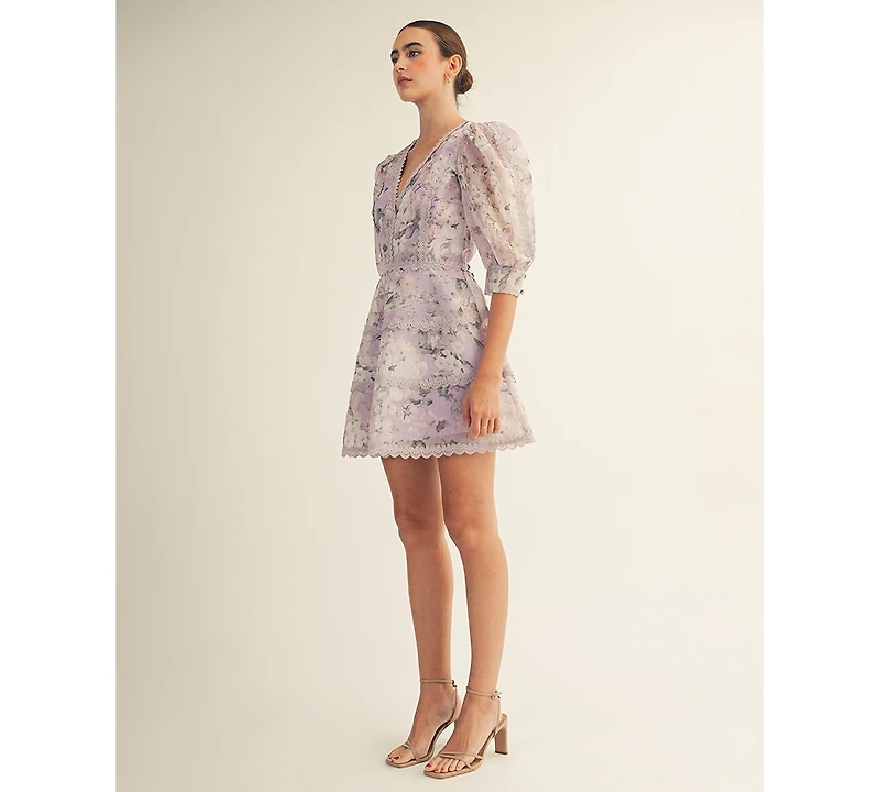 Arose Studio, Inc Women's Scarlett Printed V-Neck Mini Dress