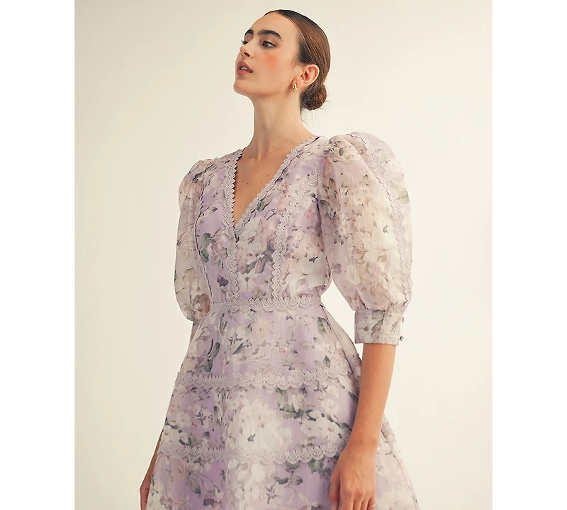 Arose Studio, Inc Women's Scarlett Printed V-Neck Mini Dress