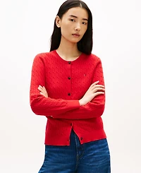 Tommy Hilfiger Women's Cable Knit Crewneck Cardigan Sweater