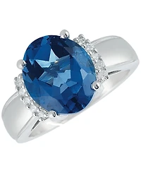 Macy's London Blue Topaz (5-1/2 ct. t.w.) & Diamond (1/6 ct. t.w.) Ring in Sterling Silver