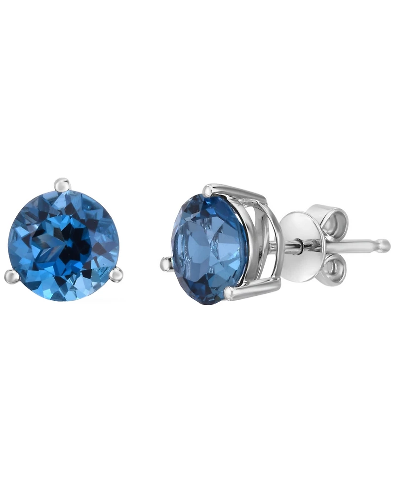 Macy's London Blue Topaz (3 ct. t.w.) Stud Earrings in 14k White Gold