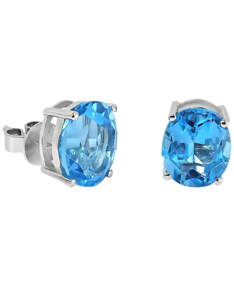 Macy's Blue Topaz (8 ct. t.w.) Stud Earrings in Sterling Silver
