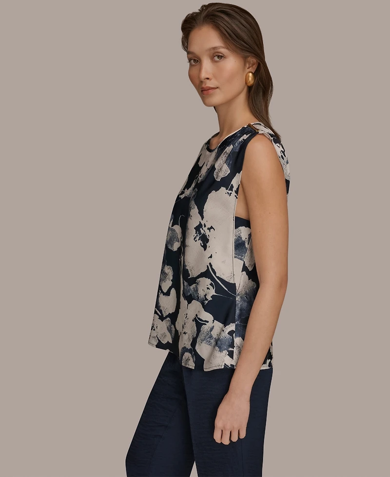Donna Karan New York Women's Printed Scoop Neck Top