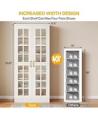 Tribesigns 67.5'' Tall Shoe Cabinet with Doors Set of 2, 8-Tier Shoe Storage Cabinet with Adjustable Shelves, Modern Shoe Organizer Shoe Rack Cabinet