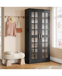 Tribesigns 71-Inch Tall Shoe Cabinet with Doors Set of 2, 8-Tier Shoe Storage Cabinet with Adjustable Shelves, Modern Shoe Organizer Shoe Rack Cabinet