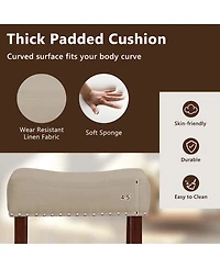 Costway Set of 2 Bar Stools Bar Height Saddle Kitchen Chairs with Wooden Legs