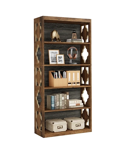 Tribesigns 6-Tier Bookcase, 70-Inch Tall Freestanding Bookshelf with Storage Shelves, Open Bookcase Wood Display Shelving Unit, Vintage Walnut