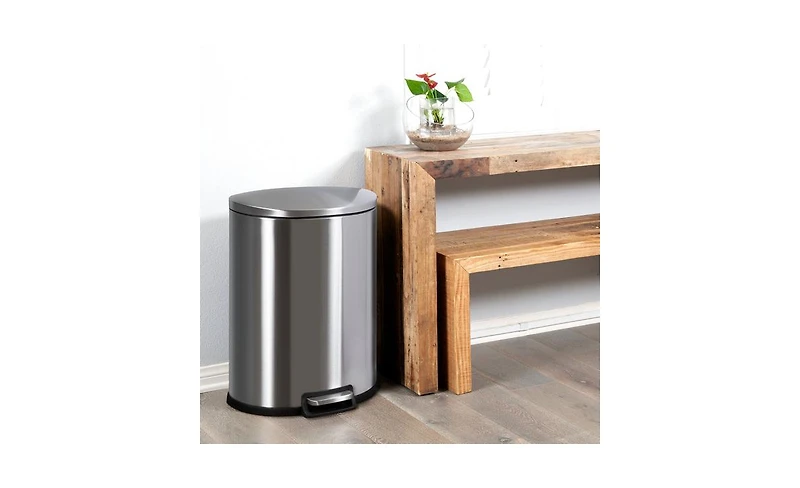 Ninestars Step-On Trash Can 13.2 Gallon, D Shaped Stainless Steel
