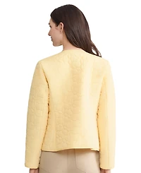 Jones New York Women's Quilted Flower Crew Neck Jacket