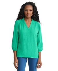 Jones New York Women's Smocked Shoulder Top