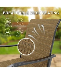 gaomon 3 Piece Patio Swivel Bar Sets, 3PCS Outdoor High Top Bar Set with 2 Outdoor Swivel Chairs and Glass Bar Table