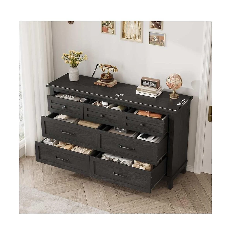 gaomon 7-Drawer Modern Dresser Bedroom Storage Cabinet, Wide Freestanding Wooden Closet Chest for Living Room, Entryway, Bedroom