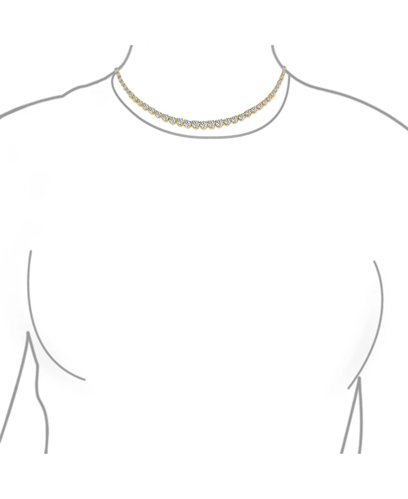 Bling Jewelry Graduated Cz Round Statement Tennis Necklace Collar Yellow Gold Plated