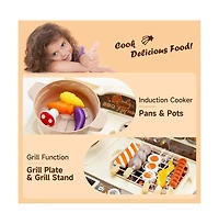 Bruce & Shark 36-Piece Grill & Cook Playset for Kids with Realistic Mist Spray & Sizzle Sound for Pretend Bbq