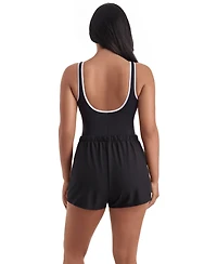 ShapeSolver Women's Shirred Scoop Neck Swim Top & Shorts, 2-Piece Set