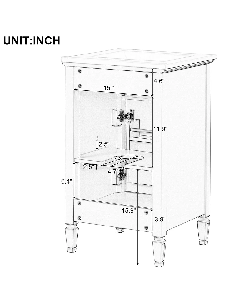 Cesicia 20 in. Freestanding Bathroom Vanity Cabinet with Sink, Solid Wood Legs, Adjustable Shelf, Tilt-Out Drawer for Small Bathroom