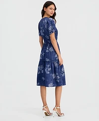 Robbie Bee Women's Printed Flutter-Sleeve Midi Dress