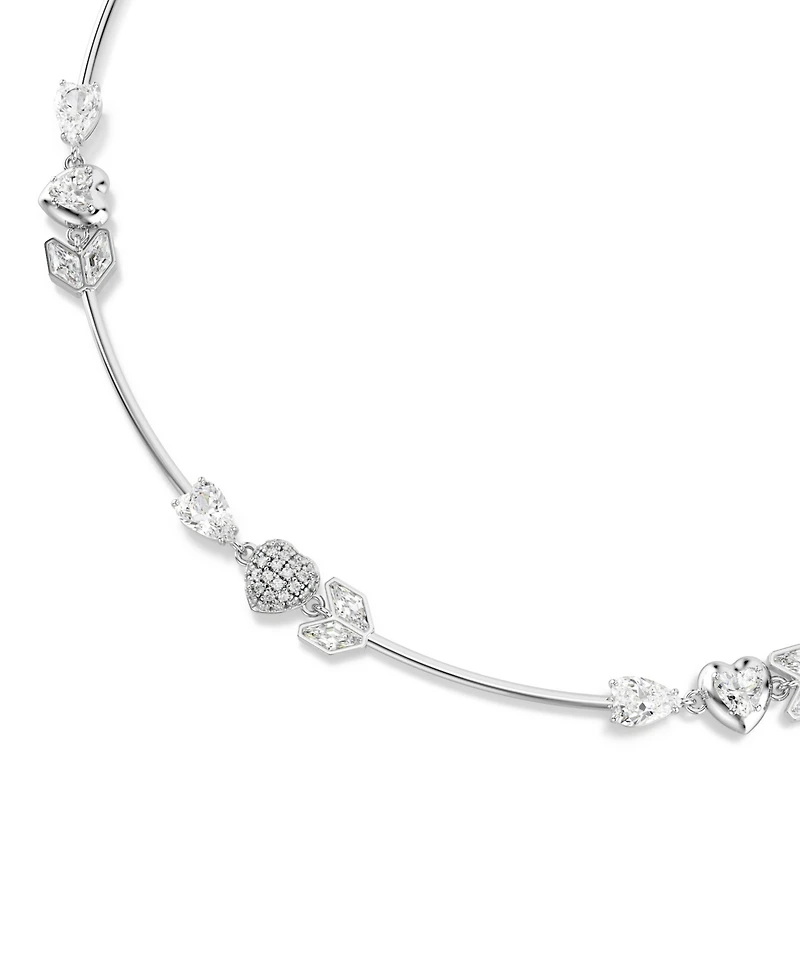 Swarovski Heart with Arrow, White, Rhodium Plated Idyllia Necklace