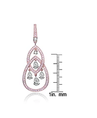 Cubic Zirconia Sterling Silver Double Teardrop Chandelier Earrings