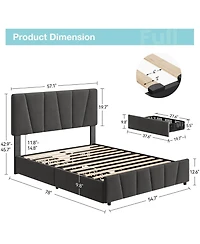 gaomon Easy Assembly Full Size Bed Frame Space Saving, for Living Room