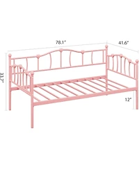 gaomon Metal Daybed, Platform Sofa Bed with Stylish Headboard, Heavy-Duty Steel Slats, Space-Saving