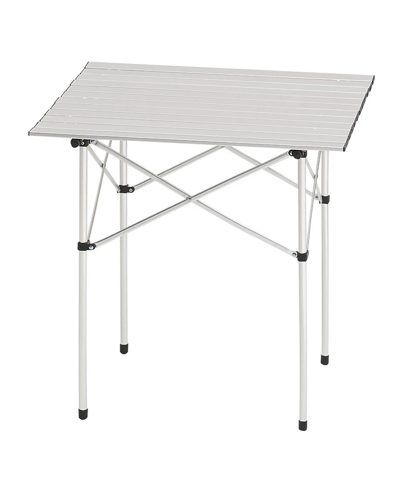 Mecale Compact Roll-Up Camping Table, Lightweight Aluminum with Carry Bag, Silver