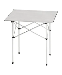 Mecale Compact Roll-Up Camping Table, Lightweight Aluminum with Carry Bag, Silver