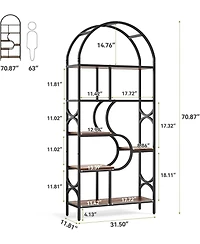 Tribesigns 6-Shelf Bookcase, 71" Industrial Arched Bookshelf, Farmhouse Freestanding Open Display Shelf, Tall Bookcase