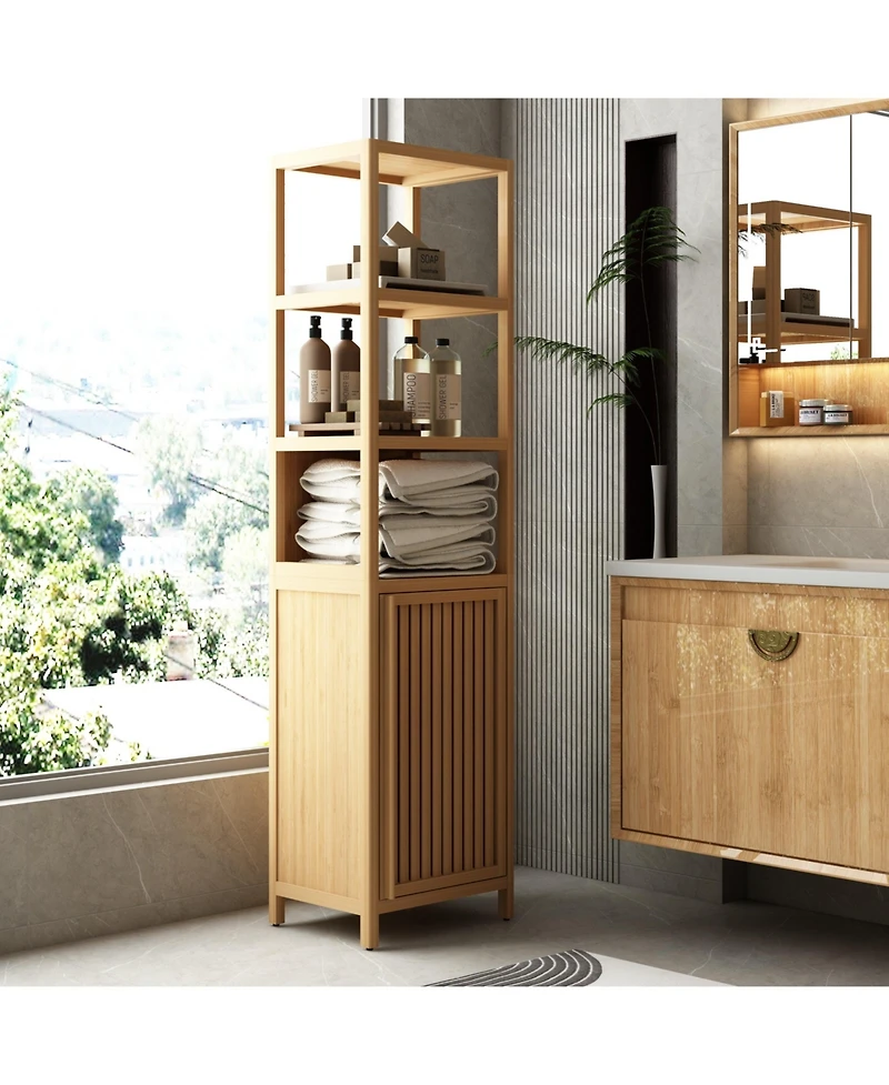 Boyel Living Storage Tall Slim Cabinet with Shutter Door and 3 Tier Shelves