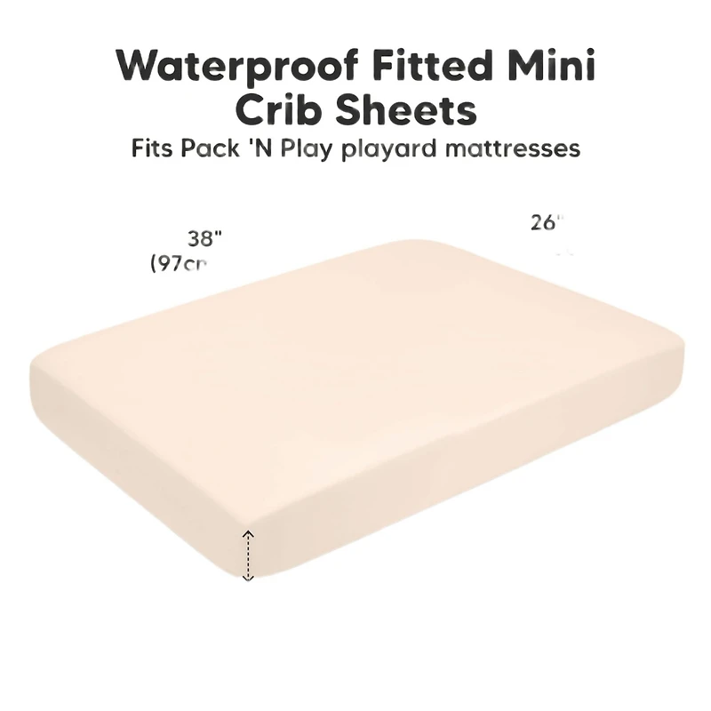 KeaBabies 2pk Isla Waterproof Mini Crib Sheets for Boy, Girl, Soft Pack and Play Graco Mattress