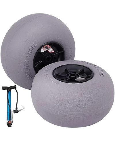 Mecale 2-Pack 13" Beach Balloon Wheels, Tpu Replacement Sand Tires for Kayak Dolly, Canoe Cart and Buggy with Air Pump