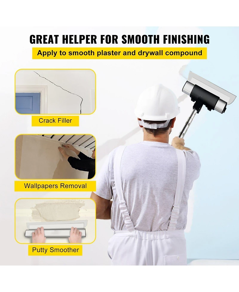 Mecale Skimming Blade Set, 10" 24" 32" Blades with 35"–78" Extension Handle, Stainless Steel, Aluminum Profile, Drywall Smoothing