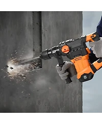 Mecale 1-1/4" Sds-Plus Rotary Hammer Drill, 13 Amp Corded, Variable Speed, Vibration Control, Safety Clutch, Demolition Tool